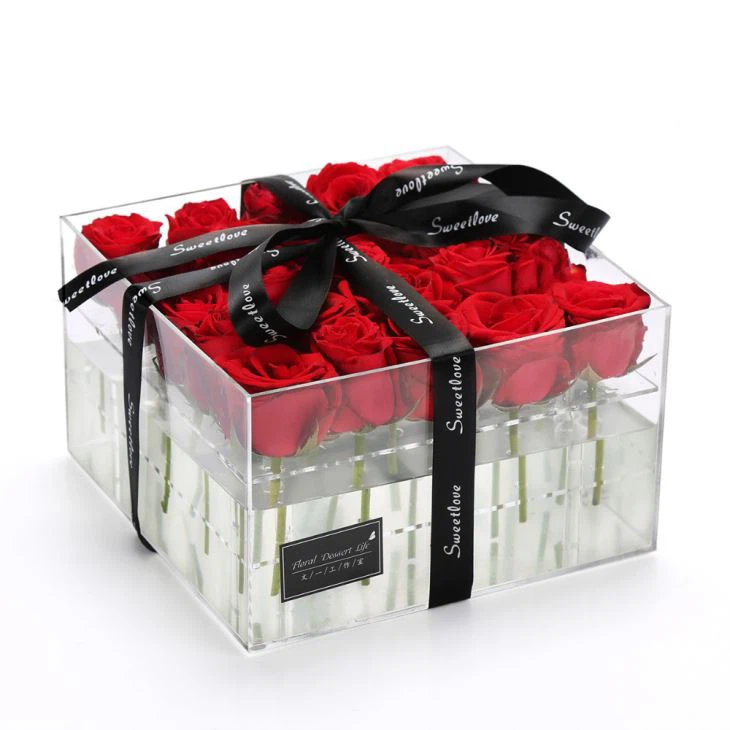 Kohandatud Top Grade Clear Akrüülist Lilled Box Luxury Pakkekarp lilledele Logo