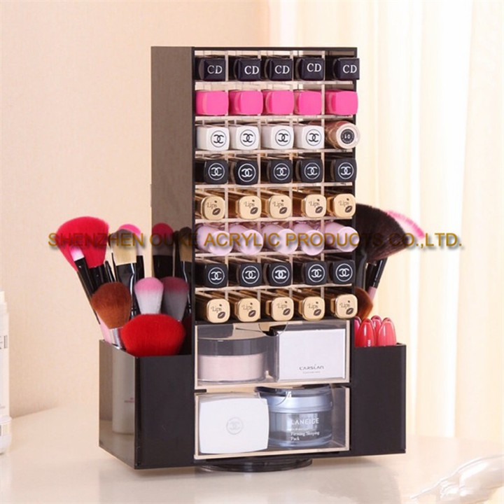 Large Countertop Plastic Makeup Organizer Acrylic Makeup Compartments